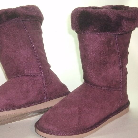 New Faux Fur Burgundy Boots Women’s 7 - Picture 8 of 8
